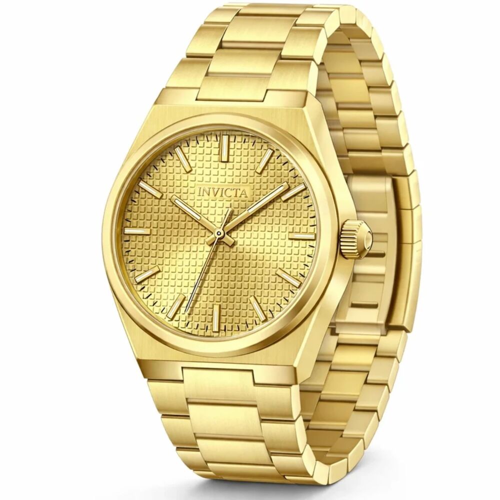 Invicta Celestial 69410 Mens 40mm Gold Tone Textured Dial Quartz Watch NIB